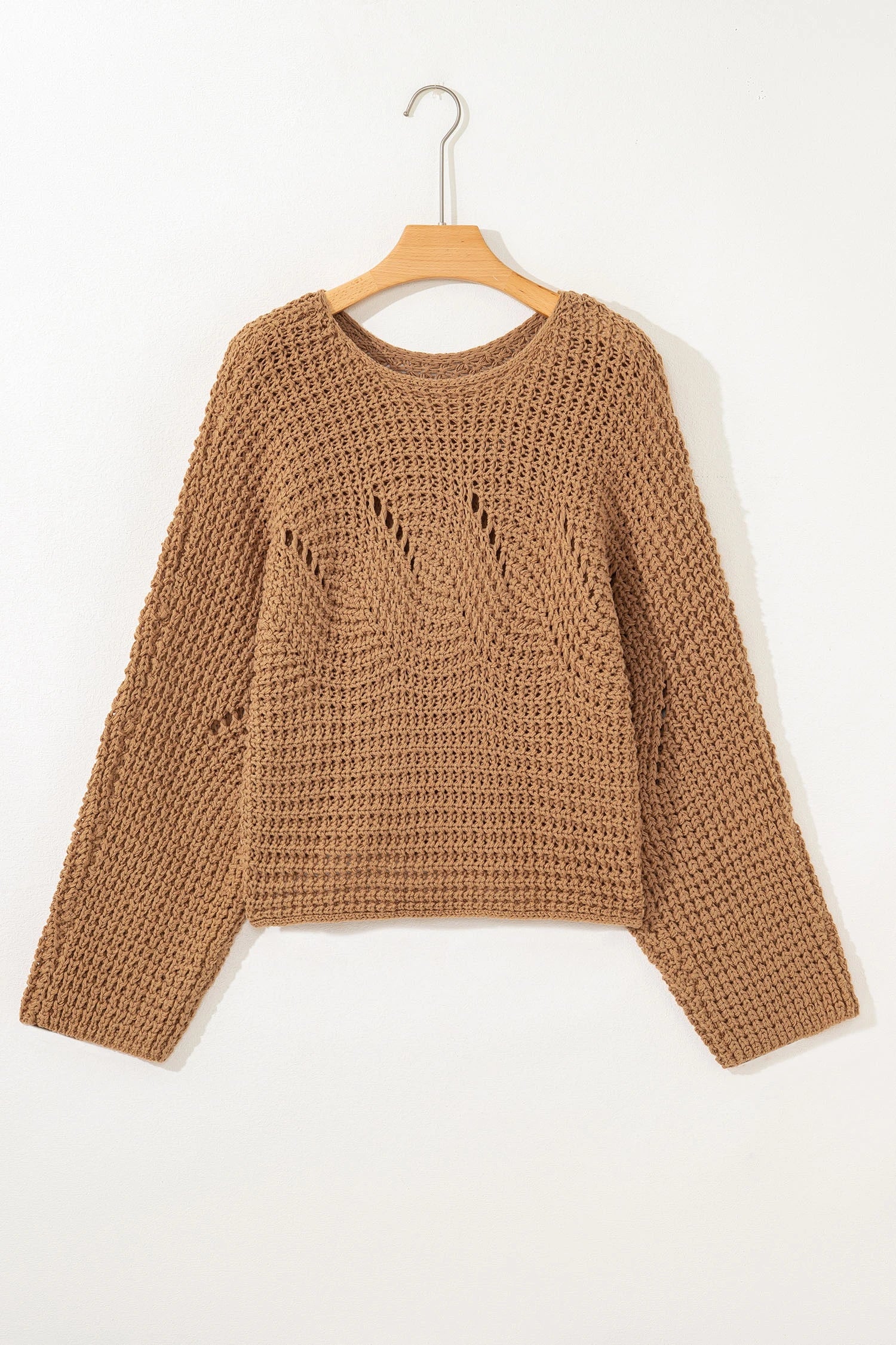 Hollowed Detail Wide Sleeve Baggy Sweater - eAura