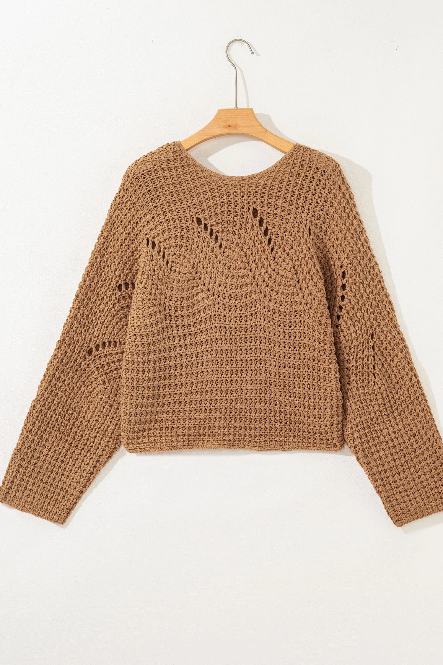Hollowed Detail Wide Sleeve Baggy Sweater - eAura