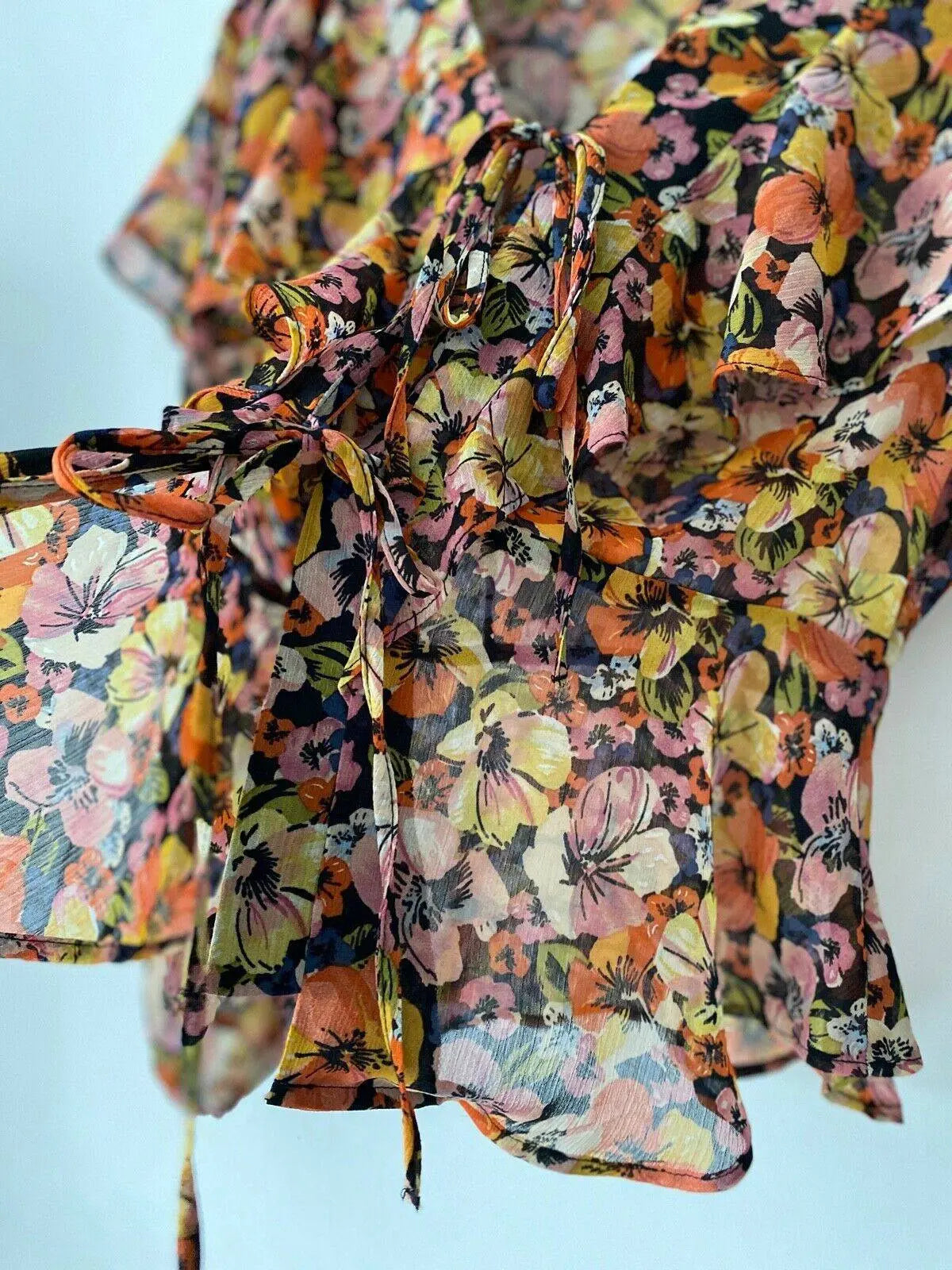 Topshop Ruffle Chiffon Blouse Tie Front Sizes 6, 8 - BB Fashion Outlet