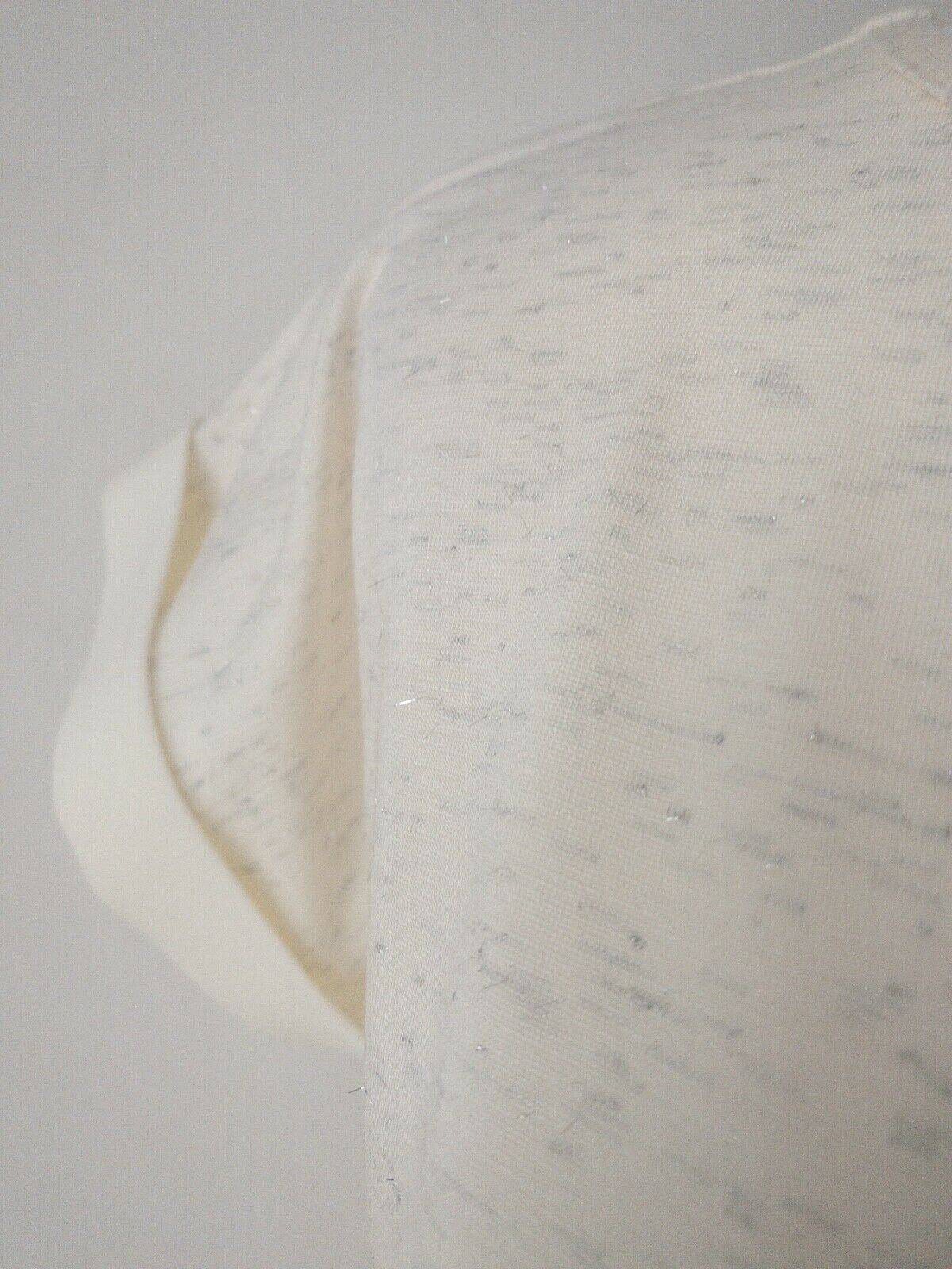 Cream Contrast Material Pull Cord Hem Top Size 10 Metallic Thread - Beagle Boutique Fashion Outlet