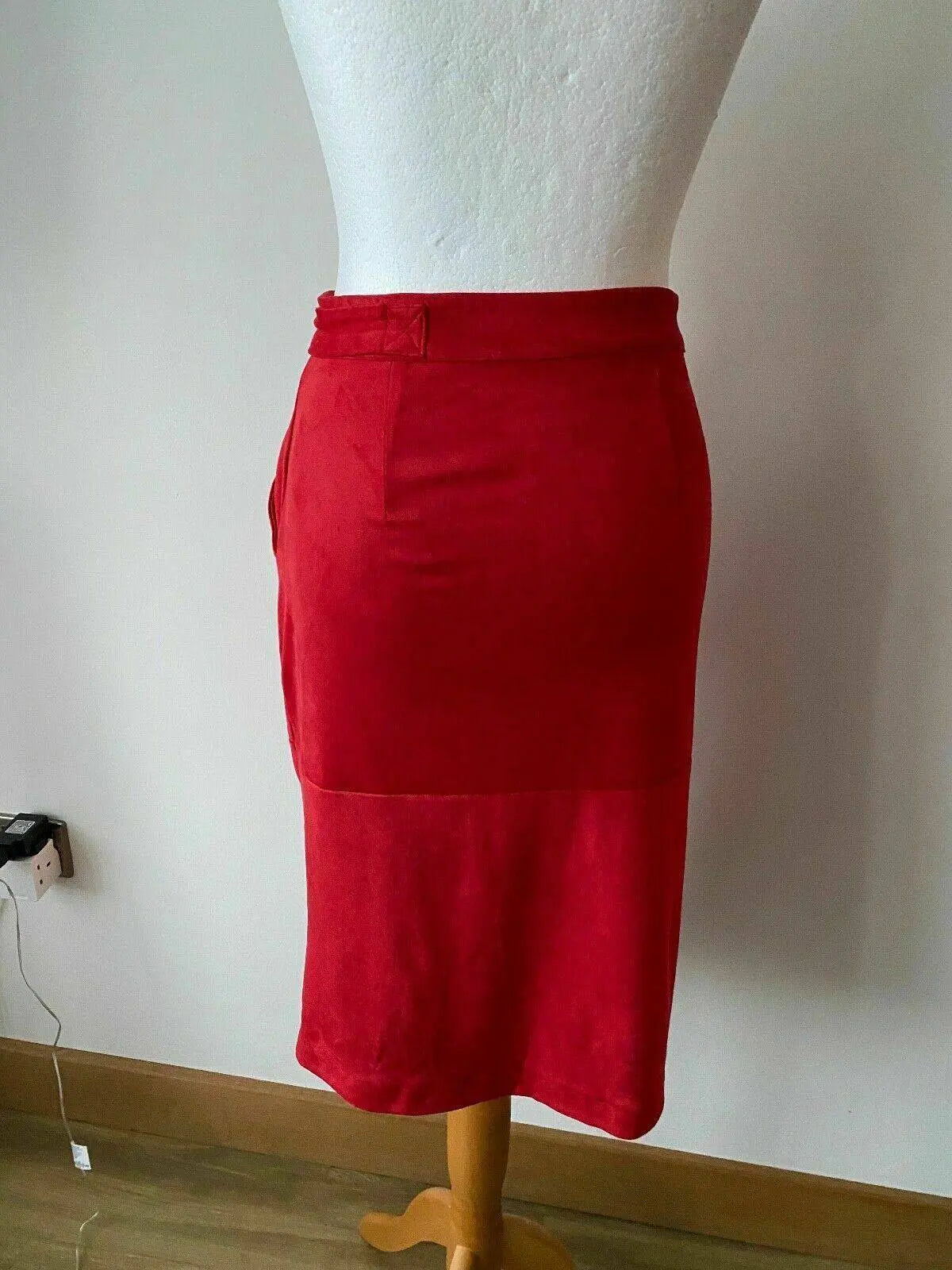 Red Suedette Wrap Midi Skirt Size 8 - BB Fashion Outlet