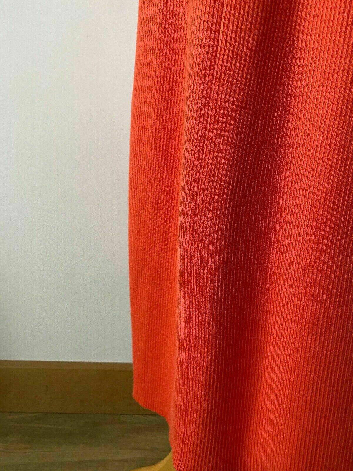 Ribbed Knit Orange Long Dress Size 10 Sweetheart Neck - BB Fashion Outlet