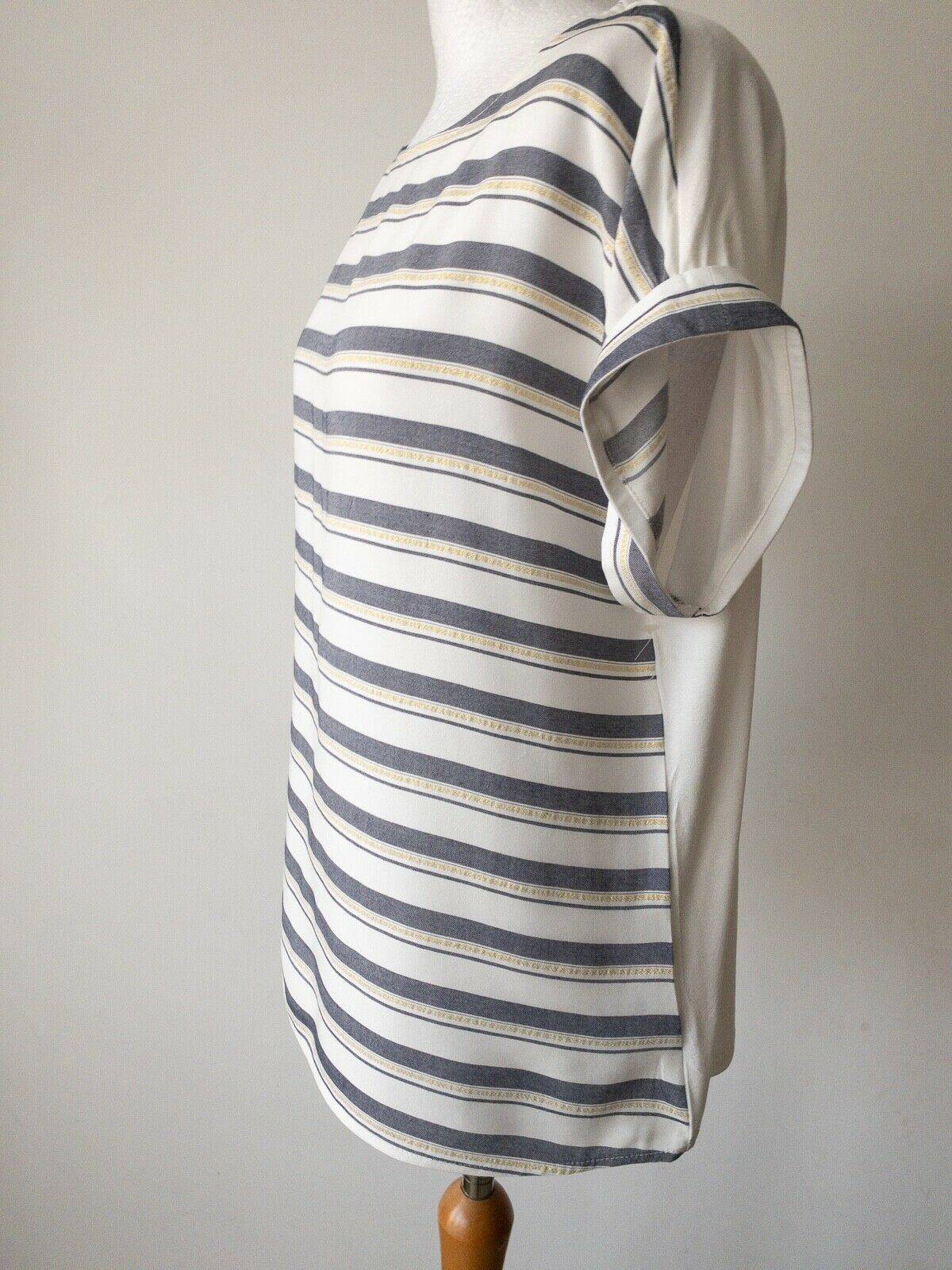 Contrast T-Shirt Striped Front Solid Back Size 10 Metallic Thread - Beagle Boutique Fashion Outlet