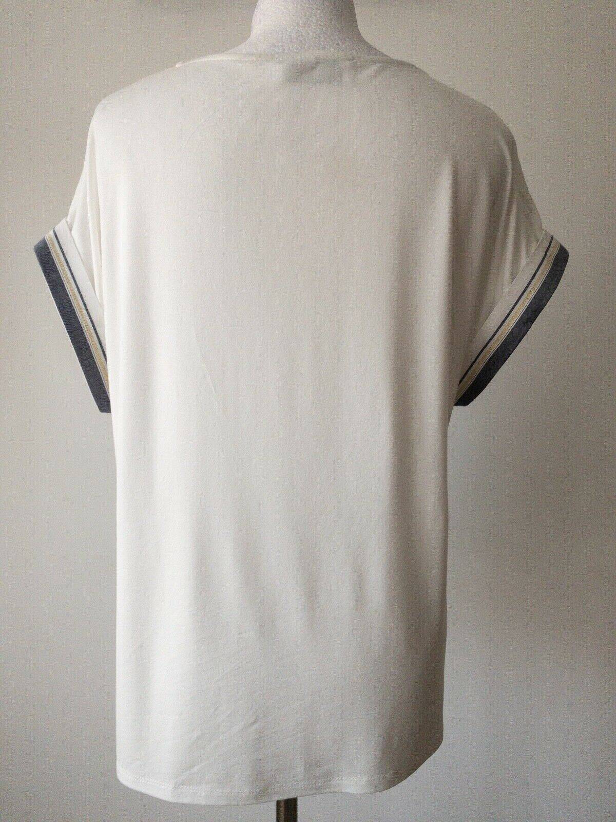 Contrast T-Shirt Striped Front Solid Back Size 10 Metallic Thread - Beagle Boutique Fashion Outlet