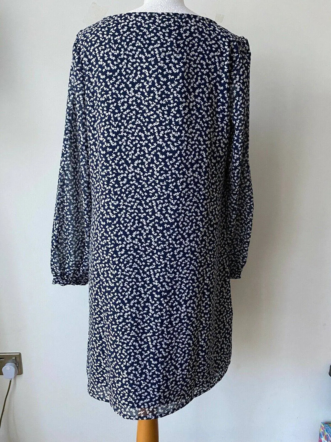 VERY Navy Blue White Ditsy Floral Layered Dress Size 14 - BB Fashion Outlet
