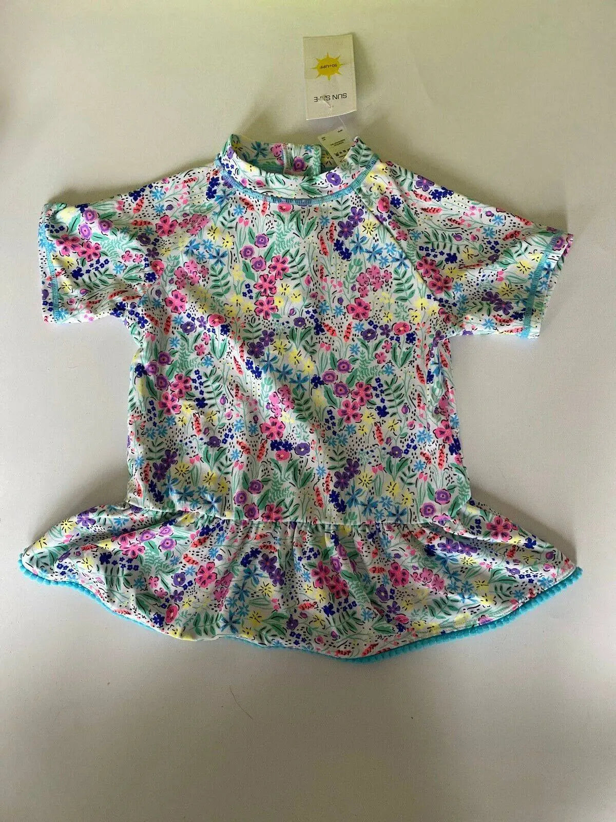 Girls VERY Neon Floral Sunsafe x2 Swimwear Tops Age 4-5 Bottoms are missing - BB Fashion Outlet