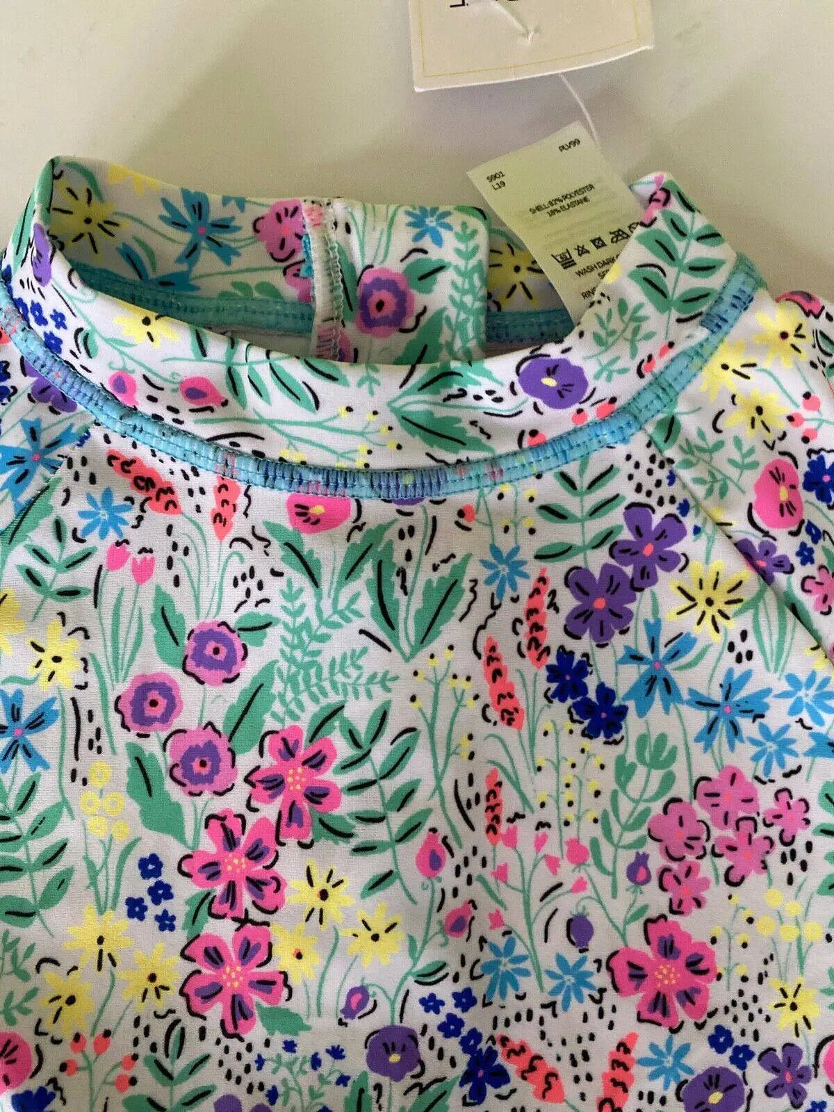 Girls VERY Neon Floral Sunsafe x2 Swimwear Tops Age 4-5 Bottoms are missing - BB Fashion Outlet