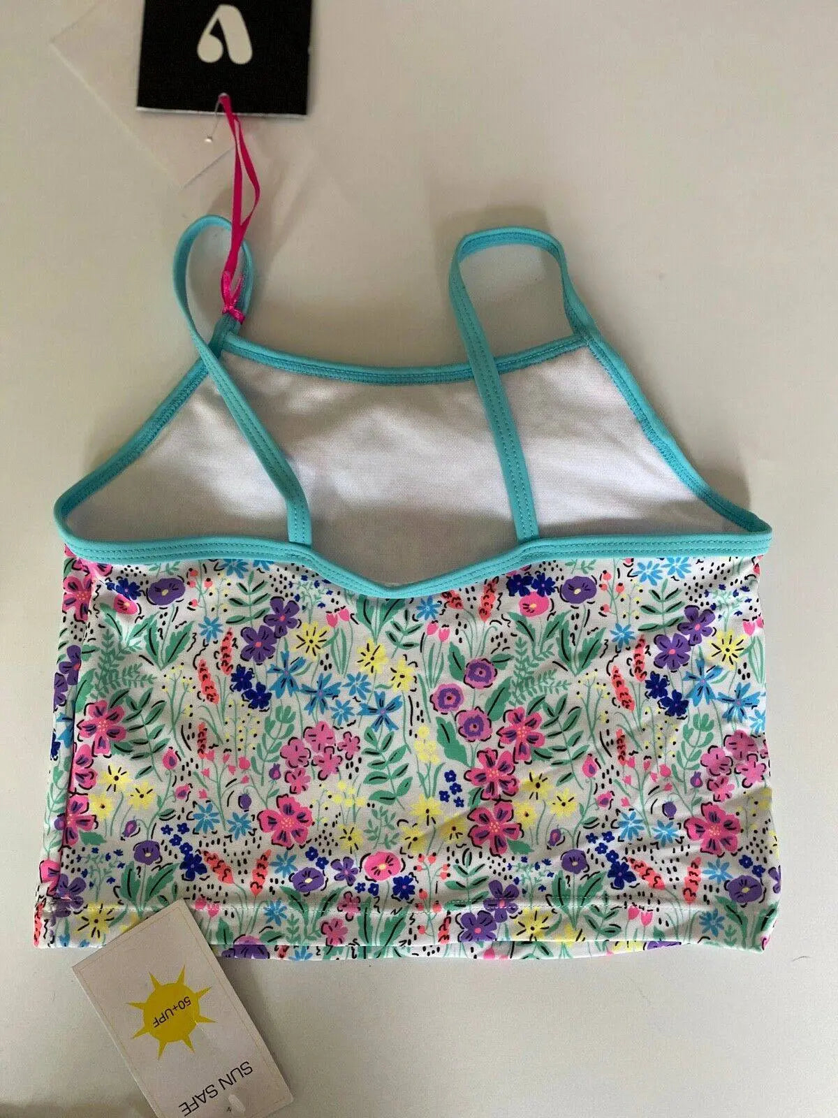 Girls VERY Neon Floral Sunsafe x2 Swimwear Tops Age 4-5 Bottoms are missing - BB Fashion Outlet