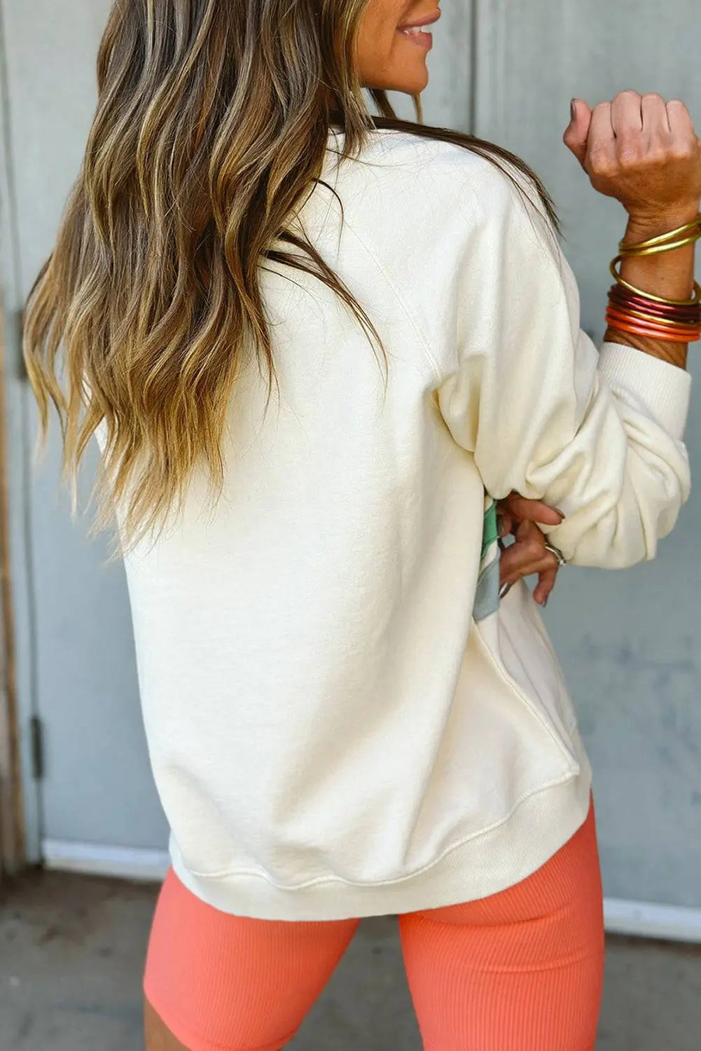 white Rainbow Raglan Sleeve Crew Neck Plus Size Sweatshirt - BB Fashion Outlet