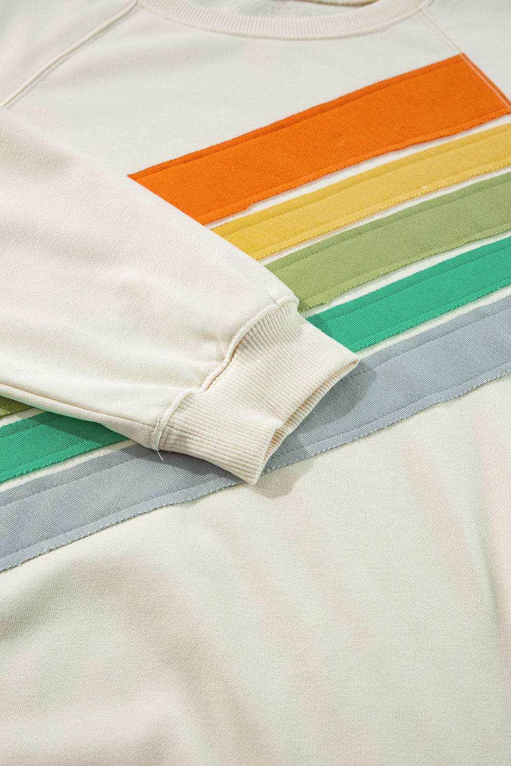 white Rainbow Raglan Sleeve Crew Neck Plus Size Sweatshirt - BB Fashion Outlet
