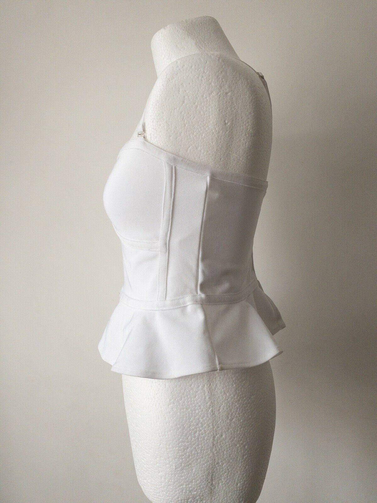 Wow Couture White Cropped Peplum Bandage Corset Top Sizes 6, 8, 10 - BB Fashion Outlet