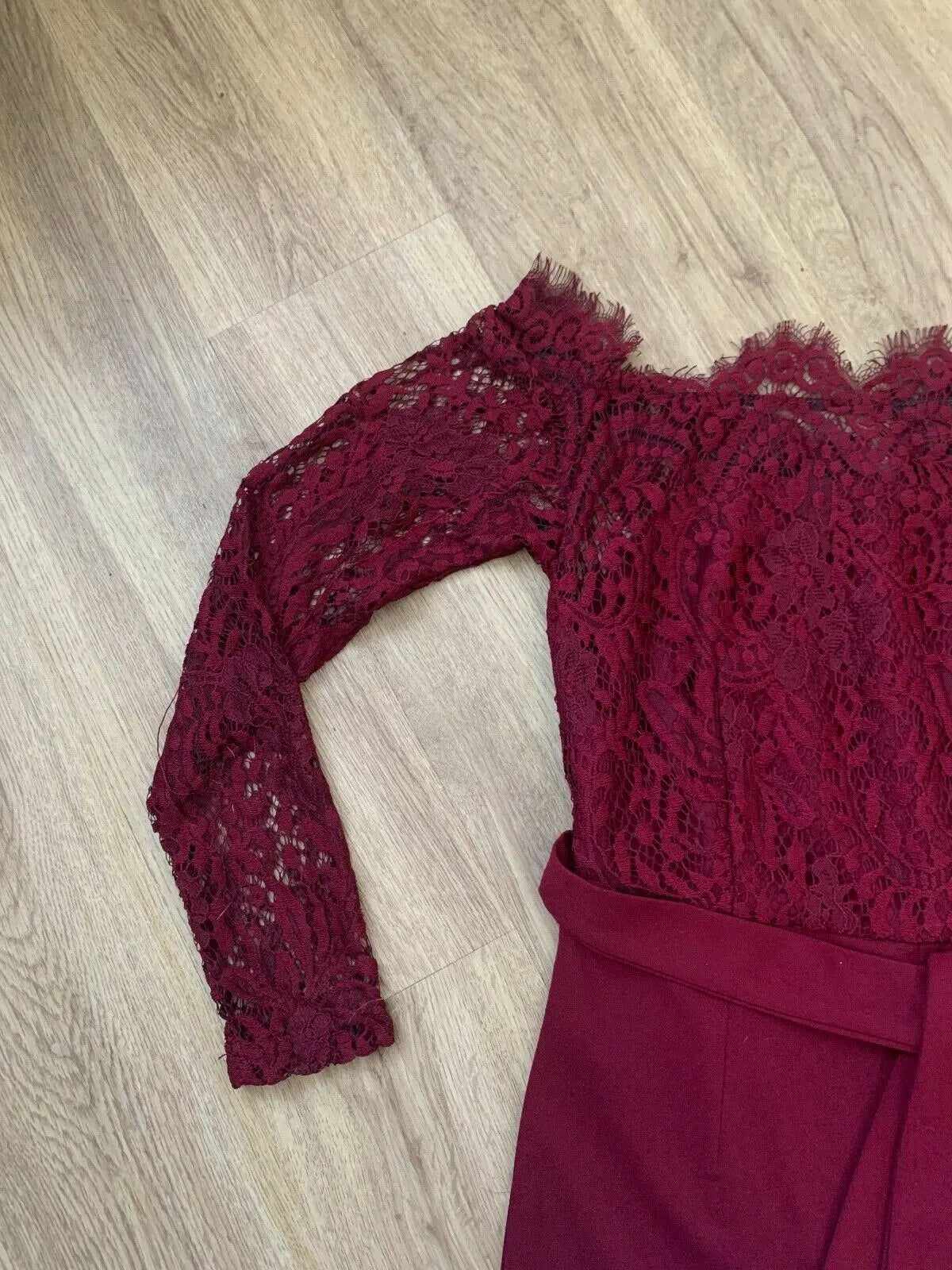 SHEIN Off Shoulder Lace Bodice Black Jumpsuit Size S 8 UK Black or Burgundy - Beagle Boutique Fashion Outlet